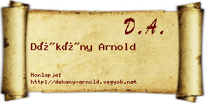 Dékány Arnold névjegykártya